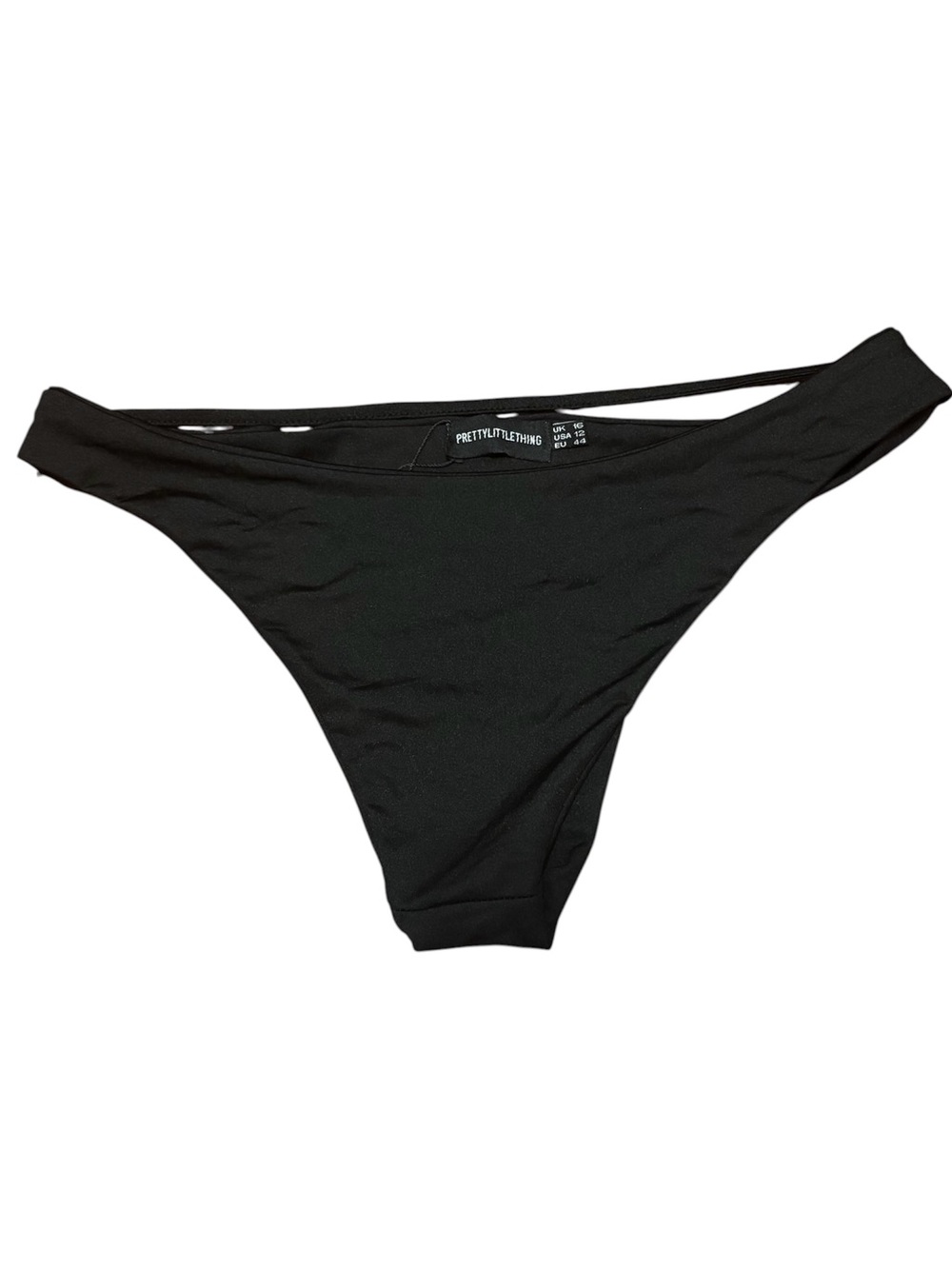 PrettyLittleThing Black Bikini Bottoms with Strap Detail